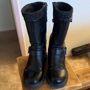 Erika Kids Black Tall Winter Boots with Knit Cuff